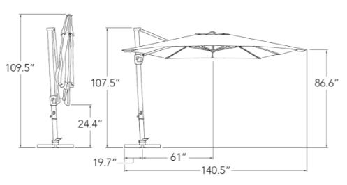 simplyshade umbrella dimensions diagram