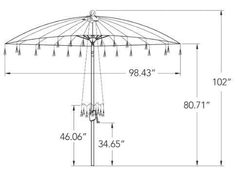 simplyshade umbrella dimensions diagram