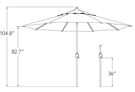 simplyshade umbrella dimensions diagram