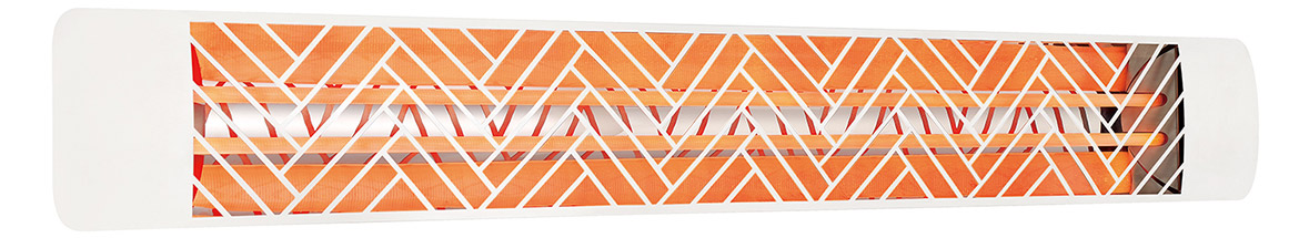 Innova heater with chevron face plate and white stainless steel finish