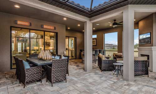 two innova heaters in an outdoor patio setting