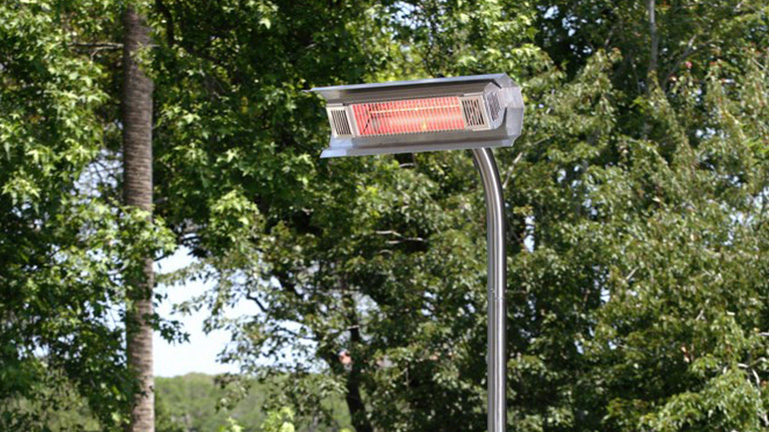 One Freestanding Heater on Outdoor Deck During the Day