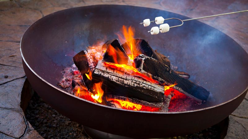roasting marshmallows over a fire pit