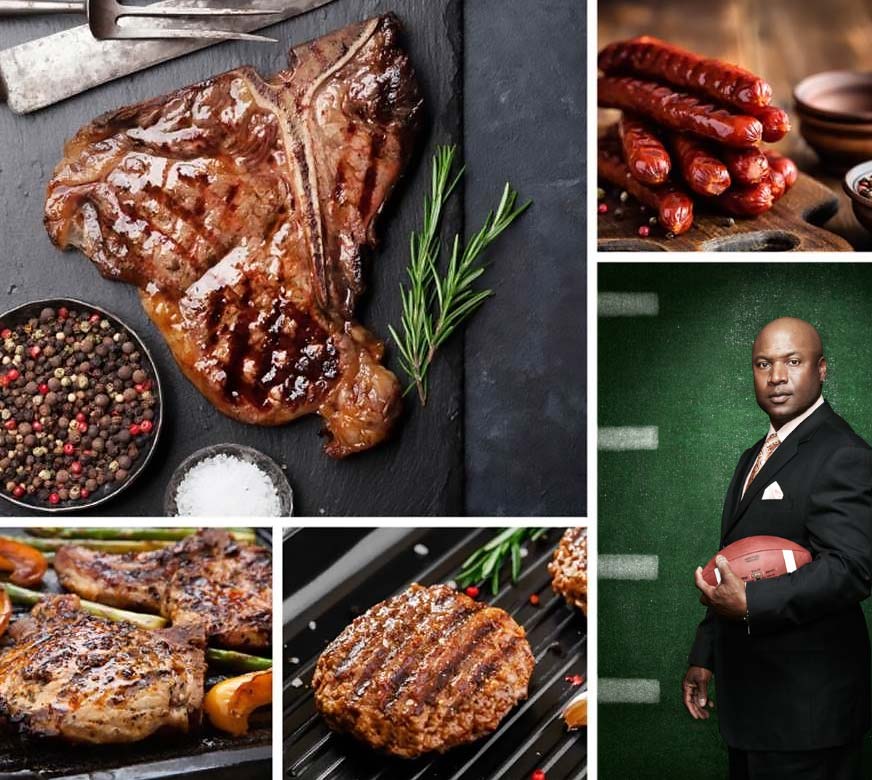 Pictures of cooked meat from Bo Jackson’s 34 Beef Tailgating Pack