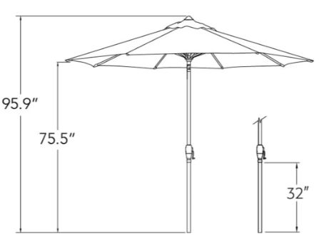 SimplyShade umbrella dimensions diagram