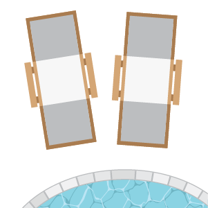 illustration of two lounge chairs side by side next to a pool