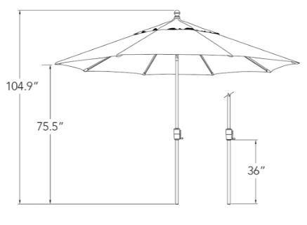 simplyshade umbrella dimensions diagram