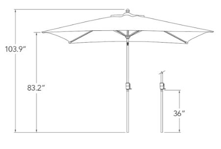 simplyshade umbrella dimensions diagram