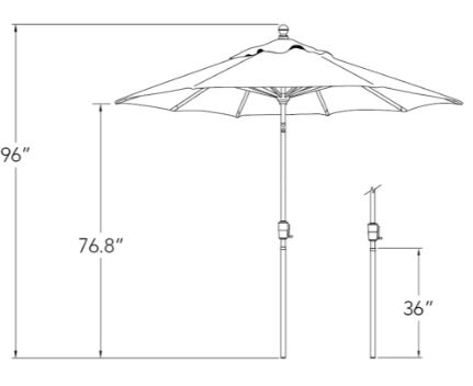 simplyshade umbrella dimensions diagram
