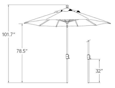 simplyshade umbrella dimensions diagram