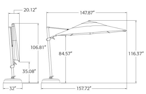 simplyshade umbrella dimensions diagram