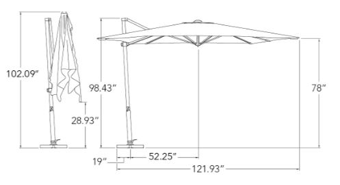 simplyshade umbrella dimensions diagram