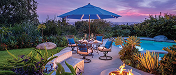 blue simplyshade led umbrella at sunset