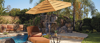 tiered treasure garden umbrella in brown